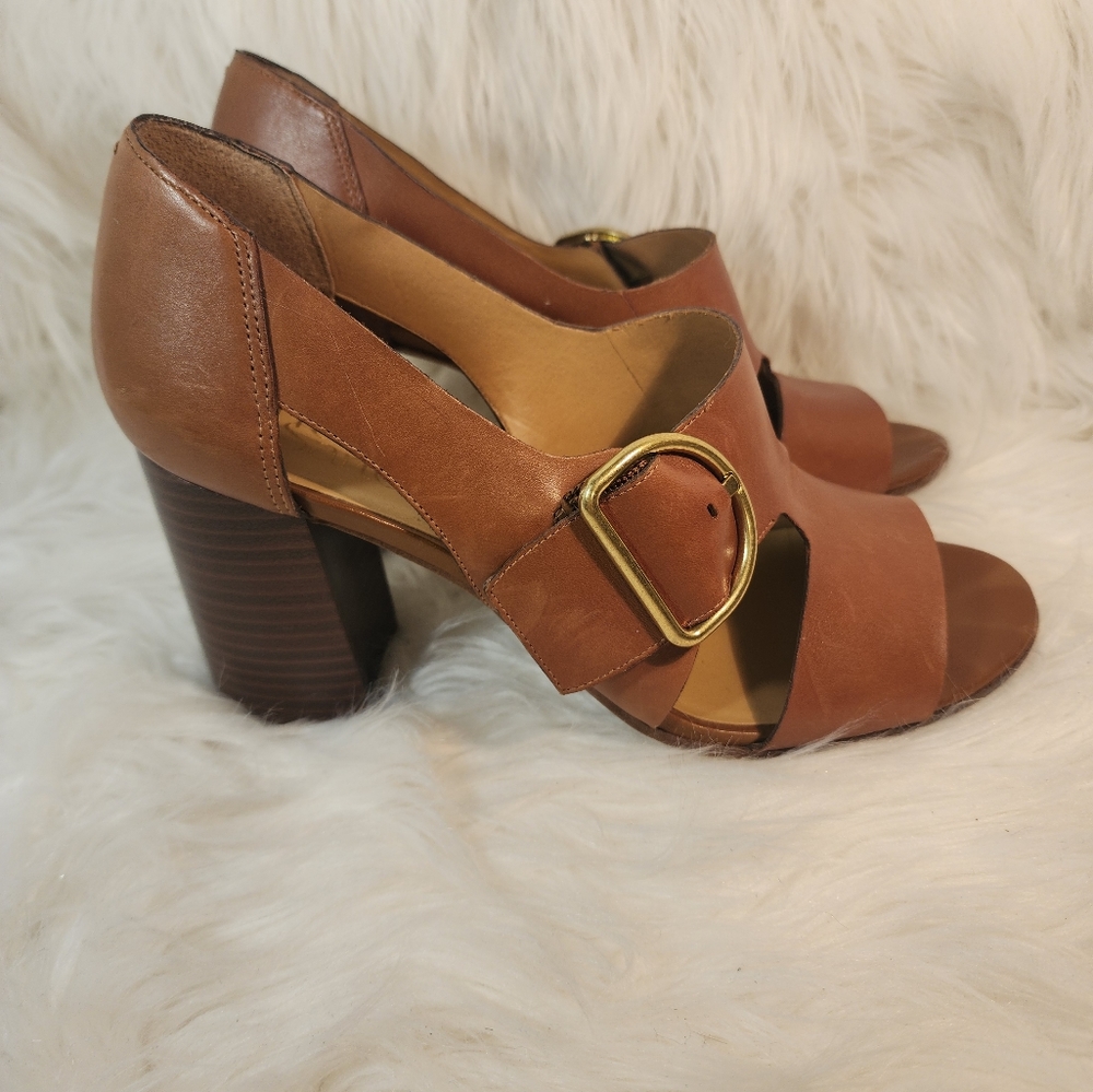 Franco Sarto Majesty leather chunky heel pumps